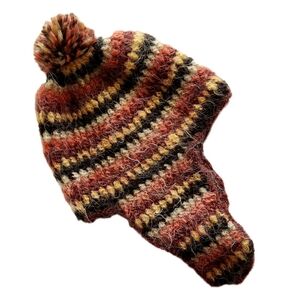 PERUVIAN TRADING Co. Earthy Multi-Color Hand-knit Chullo-Style Beanie